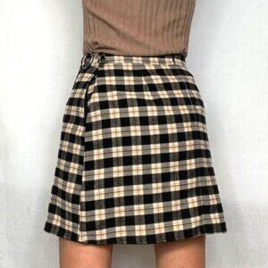 Hollister Clueless Preppy Academia Plaid High Rise 90s Wrap Skirt M